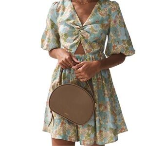 SANCIA Bria Floral Cutout Linen Mini Anthropologie Dress Medium M Women Summer